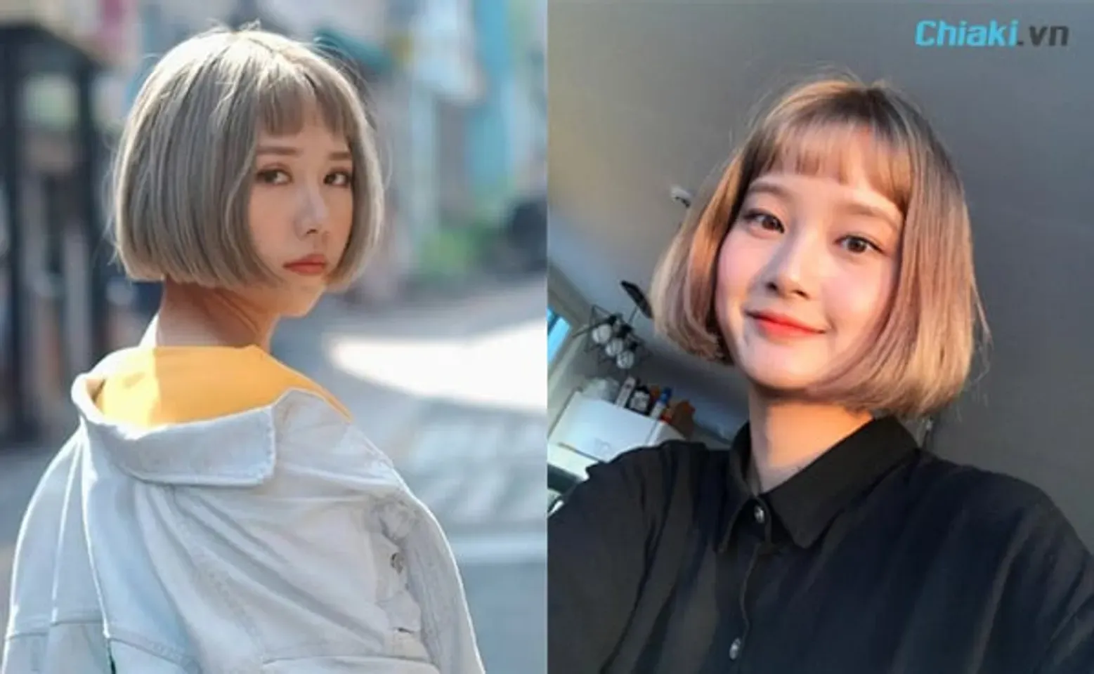 Tóc ngắn mái ngố cá tính, có thể tết bím tóc nhỏ ở đỉnh đầu để thêm nét độc đáo