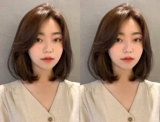 Tóc ngắn uốn cụp mềm mại ôm lấy khuôn mặt