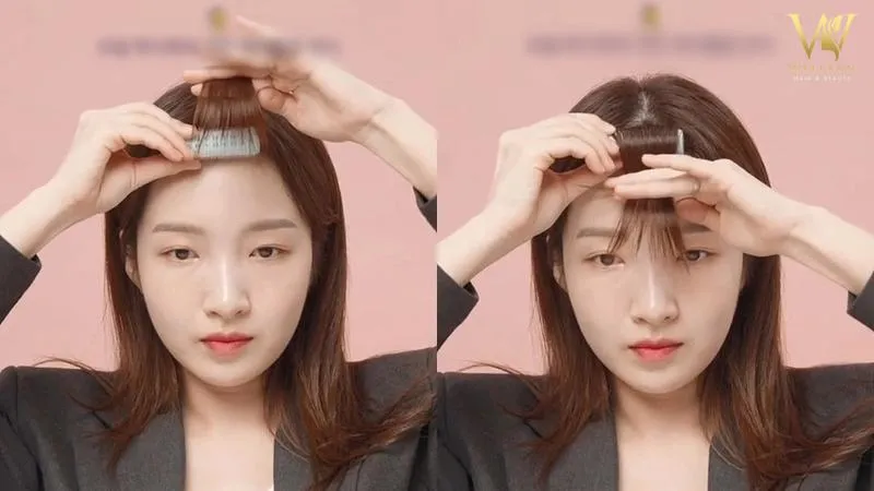 Làm phồng tóc mái thưa bằng lô cuốn