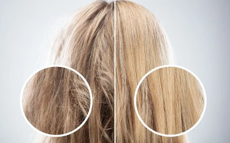 Người mẫu tóc thẳng dài đang chải tóc, minh họa cho việc làm tóc bớt xù