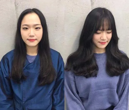 Tóc xoăn lơi nhẹ ở đuôi kết hợp mái thưa là một sự kết hợp hoàn hảo, tạo nét dịu dàng