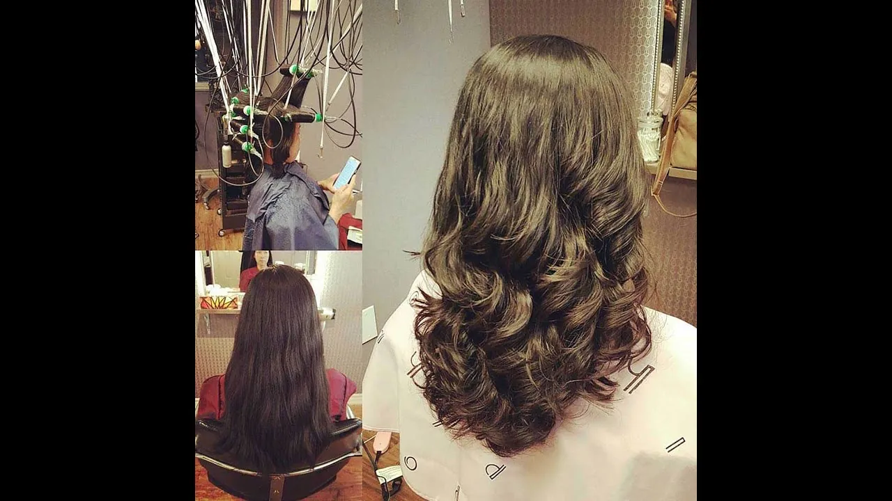 Người thợ đang thực hiện kỹ thuật cuốn tóc vào xương uốn nóng trong quy trình allintitle:hướng dẫn cách uốn tóc setting