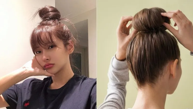 Búi tóc xoăn nữ tính, quyến rũ.