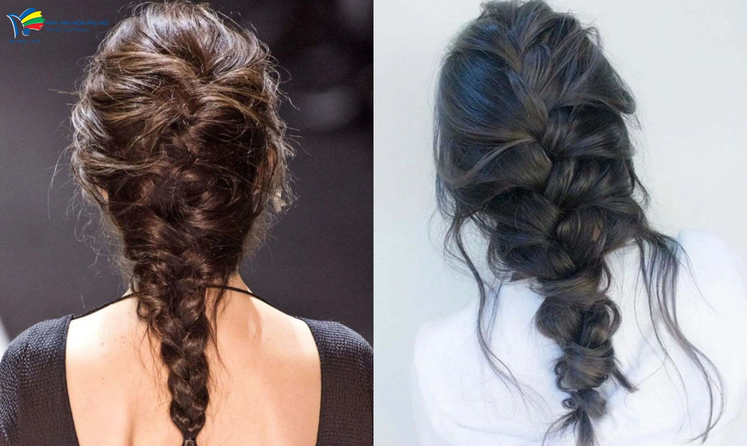 Hình ảnh tóc được tết thành nhiều lọn nhỏ, minh họa cách làm tóc xoăn đơn giản bằng tết tóc