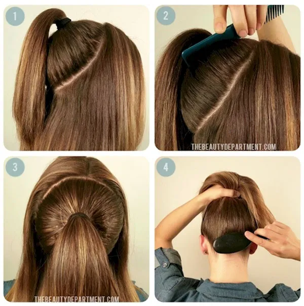 Kỹ thuật buộc tóc hai nửa (Double Ponytail) giúp tóc mỏng trông dày hơn