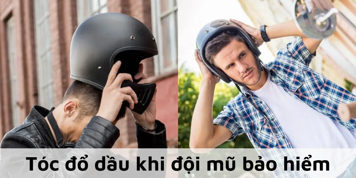 Người đàn ông đội mũ bảo hiểm và cách làm cho tóc vào nếp sau khi tháo mũ bảo hiểm