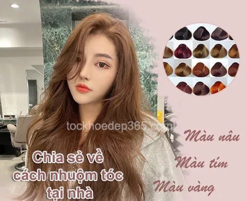 Người phụ nữ đang tự nhuộm tóc tại nhà một cách cẩn thận và chuyên nghiệp