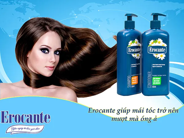Sản phẩm dầu gội và dầu xả Erocante hỗ trợ phục hồi và giữ nếp cho tóc