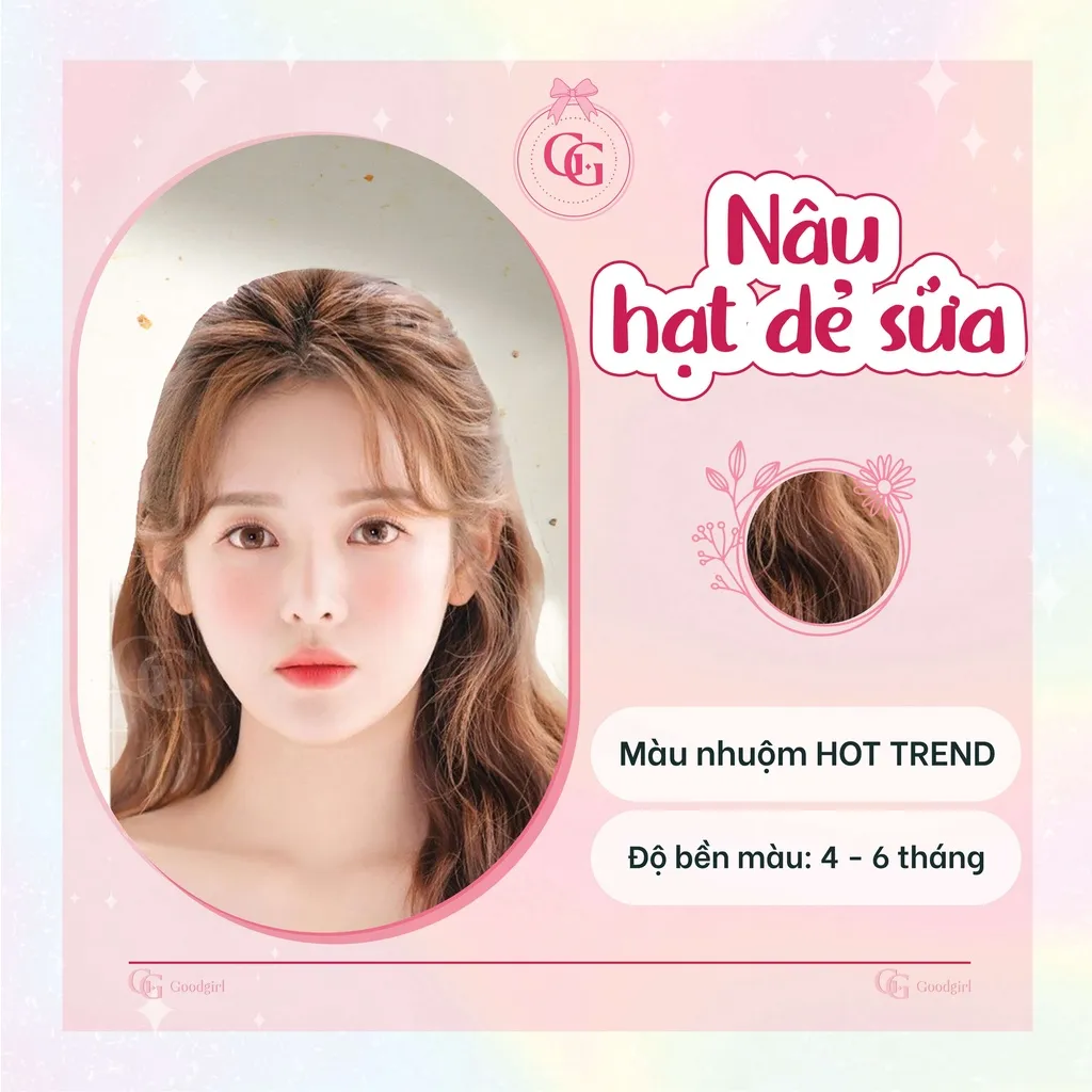 Mái tóc nhuộm màu nâu hạt dẻ trẻ trung và sang trọng