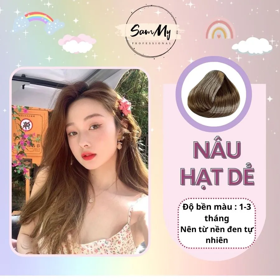 Nhuộm tóc màu nâu hạt dẻ tinh tế và cuốn hút