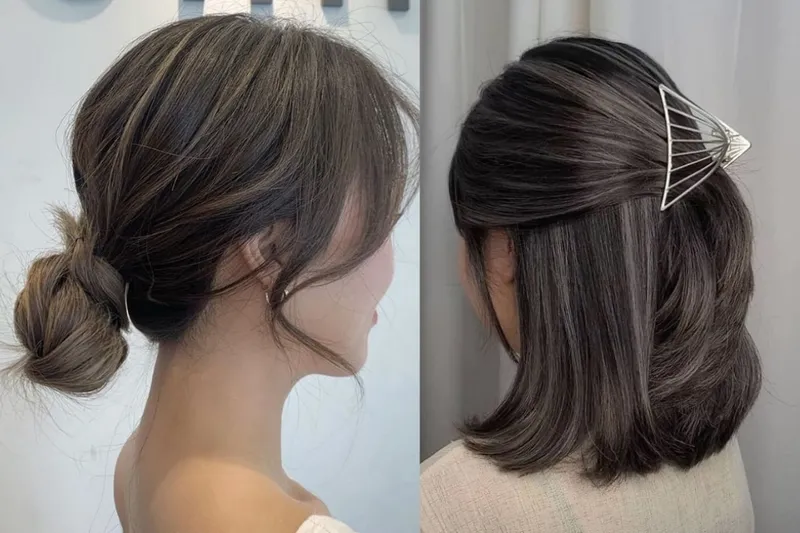 Tóc ngắn thẳng tự nhiên, màu nhuộm nâu hạt dẻ mang lại vẻ đẹp thanh lịch và dịu dàng