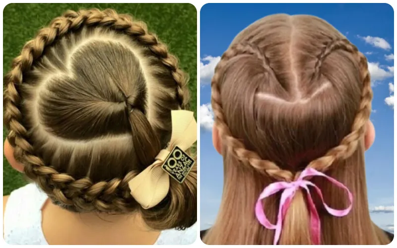 Tết tóc kiểu trái tim thể hiện sự khéo léo của người mẹ