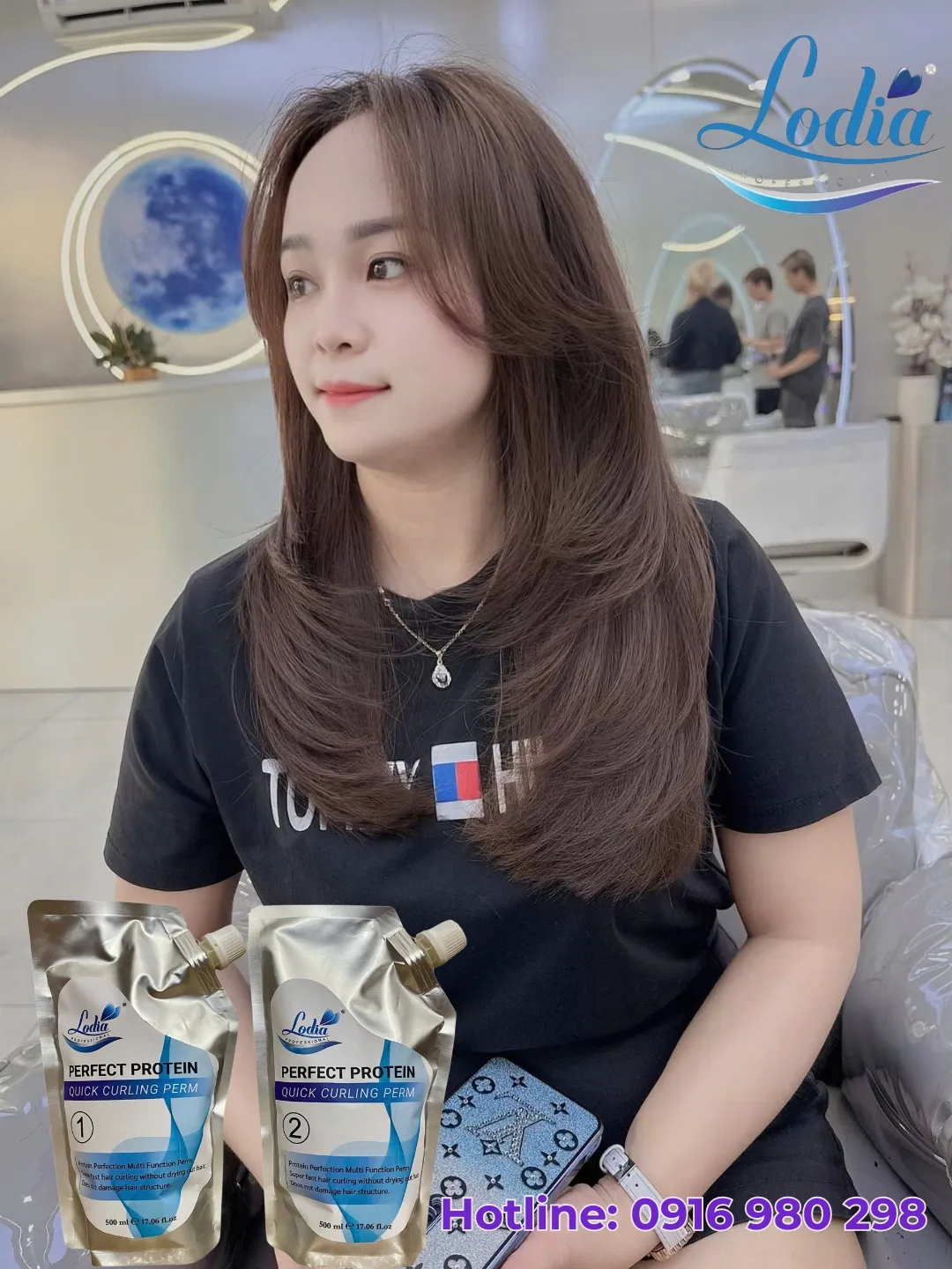 Thuốc uốn tóc chuyên nghiệp giúp tạo sóng và phục hồi cấu trúc tóc