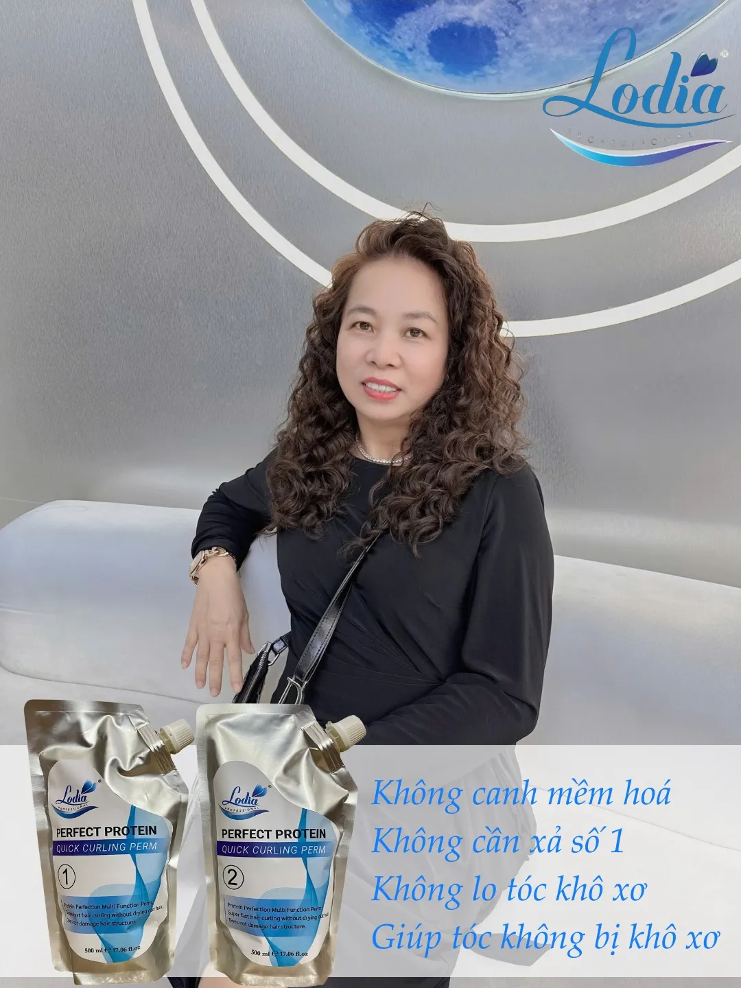 Quy trình uốn tóc bằng thuốc protein giúp phục hồi sợi tóc