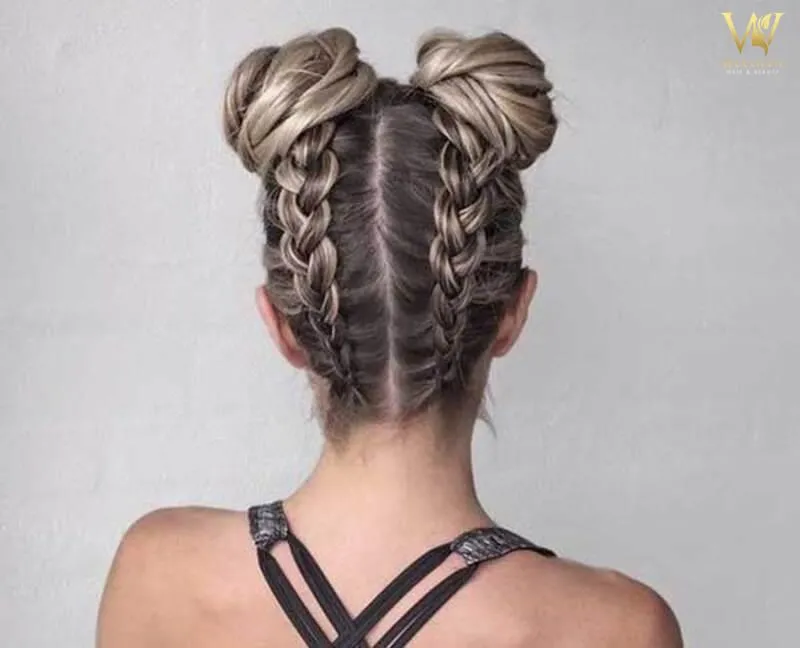 cách cột tóc duỗi: Tóc bện quấn quanh lịch thiệp cho tóc duỗi