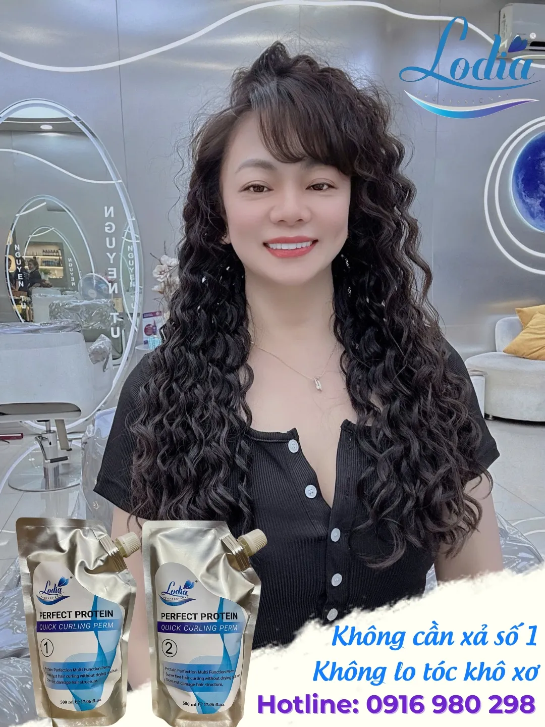 Sóng tóc xoăn đẹp bồng bềnh sau khi hoàn thiện kỹ thuật uốn chuẩn salon