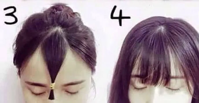 Hình ảnh minh họa mái tóc 2 mái thưa sau khi đã cắt bằng kỹ thuật buộc chun