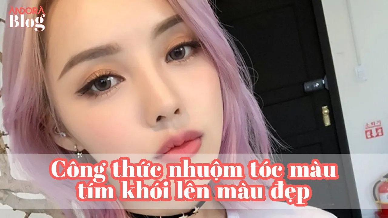 Hình ảnh mái tóc tím khói đẹp, tông màu lạnh và huyền bí