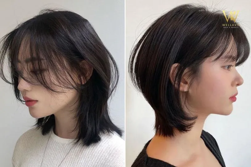 Kiểu tóc mullet layer hiện đại kết hợp mái bay, tạo vẻ ấn tượng và cá tính