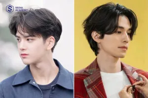 Mái tóc được chia ngôi dựa vào khuôn đầu