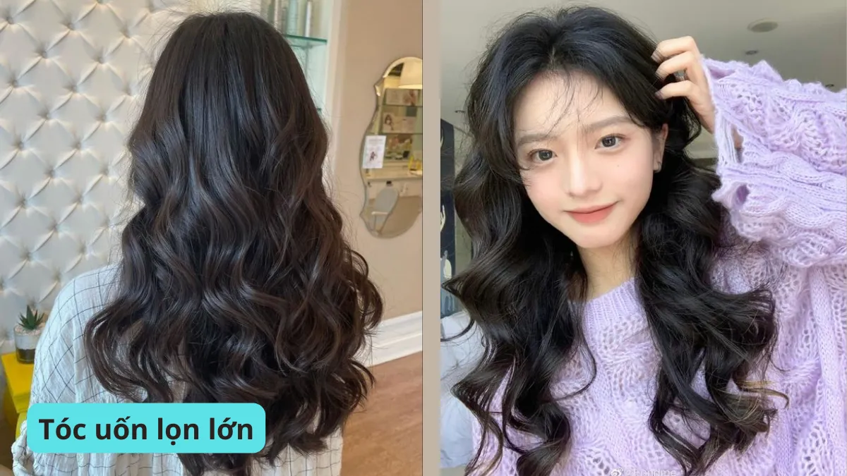 Cô gái có mái tóc uốn lọn lớn bồng bềnh, quyến rũ