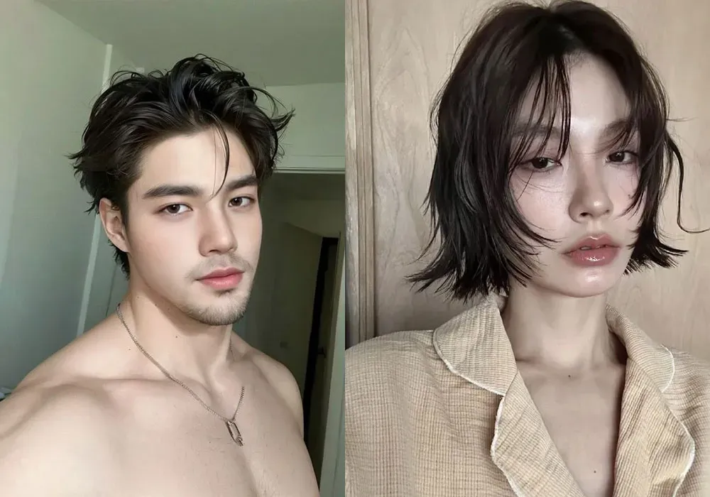 Chân dung nam giới với kiểu tóc ướt vuốt ngược Slick Back, thể hiện phong cách wet look