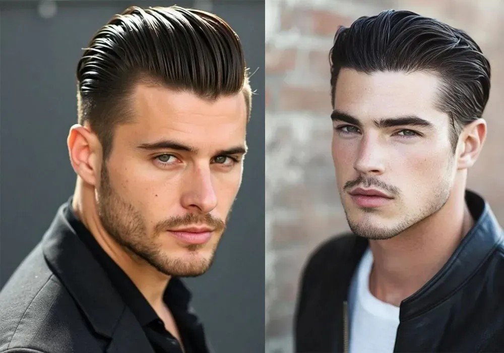 Người mẫu nam tóc ướt vuốt ngược Slick Back, minh họa cách tạo kiểu tóc ướt cho nam