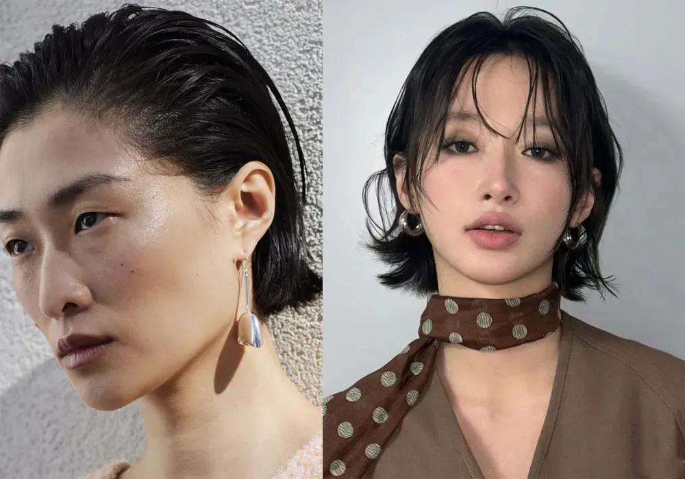 Middle Part Wet Bob nữ, phong cách tóc ướt dành cho nữ giới