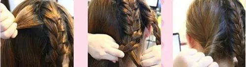 Thao tác xoắn phần tóc còn lại ở gáy thành hình chôn ốc để tạo búi tóc cơ sở trong quá trình học cách tết tóc đẹp