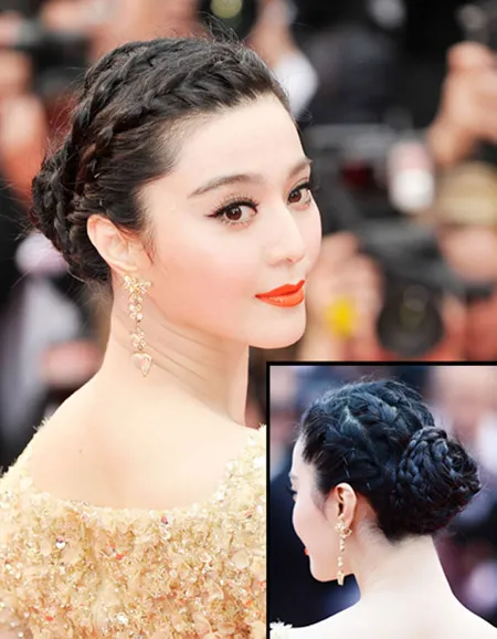 Kiểu tóc tết búi cầu kỳ hoàn chỉnh, kết hợp bím tóc viền quanh búi, rất sang trọng cho những ai muốn học cách tết tóc đẹp