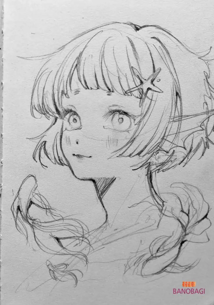 Hình ảnh minh họa chi tiết kiểu tóc ngắn uốn cụp năng động của nhân vật nữ anime