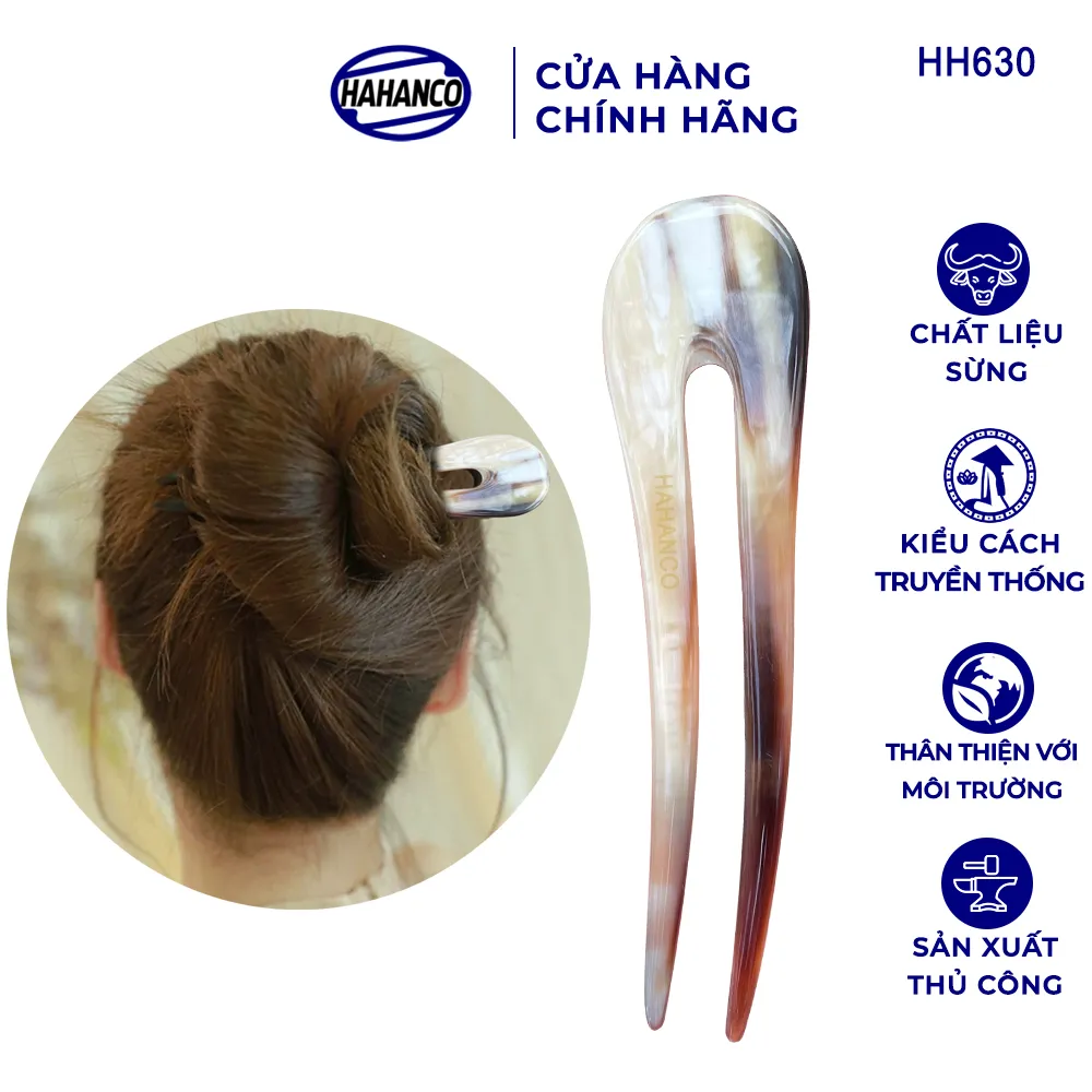 Trâm cài tóc hình chữ U bằng sừng được chế tác thủ công