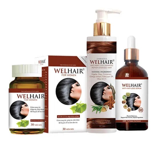 Welhair với thành phần thiên nhiên giúp ngăn ngừa rụng tóc, giảm tóc hư tổn